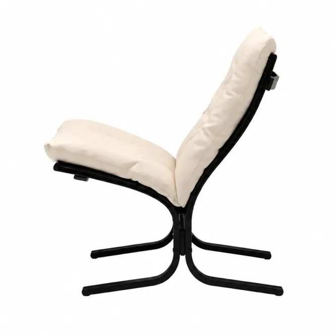 Fotel Siesta Classic Low - Kremowa Skóra, Czarny Dąb Lk Hjelle