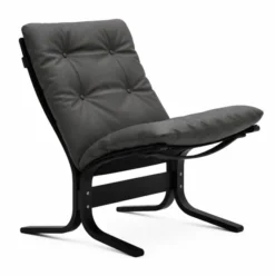 Fotel Siesta Classic Low - Szara Skóra, Czarny Dąb Lk Hjelle