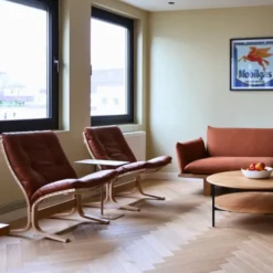 Fotel Siesta Classic Low - Szara Skóra, Czarny Dąb Lk Hjelle