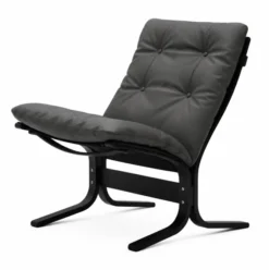 Fotel Siesta Classic Low - Szara Skóra, Czarny Dąb Lk Hjelle