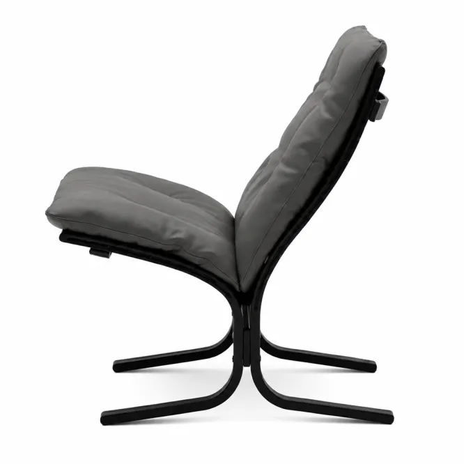 Fotel Siesta Classic Low - Szara Skóra, Czarny Dąb Lk Hjelle