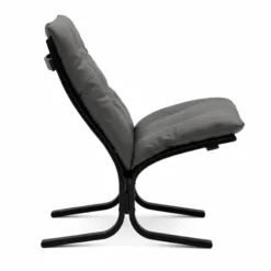 Fotel Siesta Classic Low - Szara Skóra, Czarny Dąb Lk Hjelle