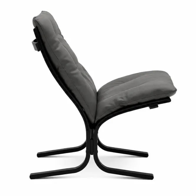 Fotel Siesta Classic Low - Szara Skóra, Czarny Dąb Lk Hjelle