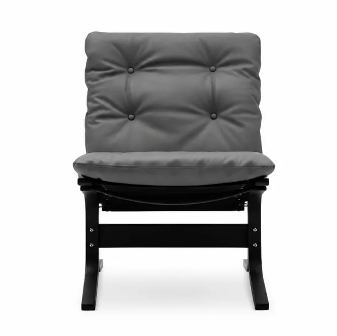 Fotel Siesta Classic Low - Szara Skóra, Czarny Dąb Lk Hjelle