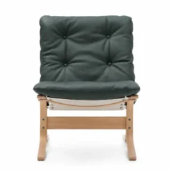 Fotel Siesta Classic Low - Zielona Skóra, Naturalny Dąb Lk Hjelle