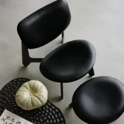 Fotel Slab Czarny Dąb, Czarna Skóra Tom Dixon
