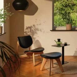 Fotel Slab Naturalny Dąb, Czarna Skóra Tom Dixon