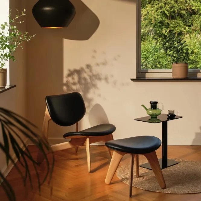 Fotel Slab Naturalny Dąb, Czarna Skóra Tom Dixon