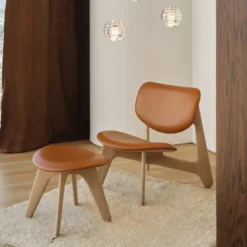 Fotel Slab Naturalny Dąb, Koniakowa Skóra Tom Dixon
