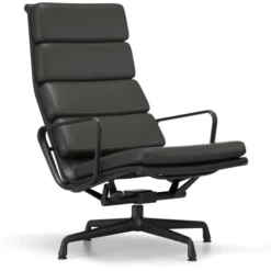 Fotel Soft Pad Chair Ea 222 Skóra Naturalna Nero - Podstawa Czarna Vitra