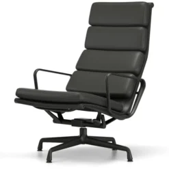 Fotel Soft Pad Chair Ea 222 Skóra Naturalna Nero - Podstawa Czarna Vitra