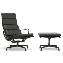 Fotel Soft Pad Chair Ea 222 Skóra Naturalna Nero - Podstawa Czarna Vitra