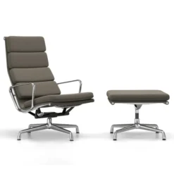 Fotel Soft Pad Chair Ea 222 Tkanina Laser Warm Gray - Podstawa Aluminiowa Vitra