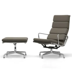 Fotel Soft Pad Chair Ea 222 Tkanina Laser Warm Gray - Podstawa Aluminiowa Vitra