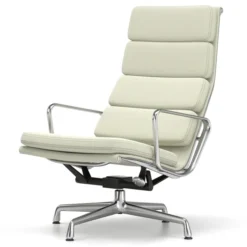 Fotel Soft Pad Chair Ea 222 Tkanina Track Soft Cream - Podstawa Aluminiowa Vitra