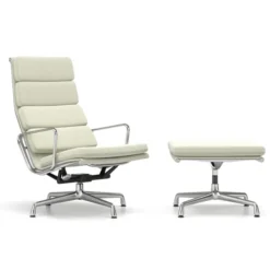 Fotel Soft Pad Chair Ea 222 Tkanina Track Soft Cream - Podstawa Aluminiowa Vitra