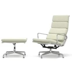 Fotel Soft Pad Chair Ea 222 Tkanina Track Soft Cream - Podstawa Aluminiowa Vitra