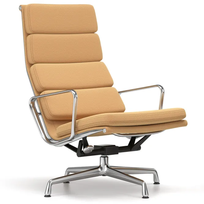 Fotel Soft Pad Chair Ea 222 Tkanina Track Cognac-Mustard - Podstawa Aluminiowa V