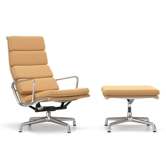 Fotel Soft Pad Chair Ea 222 Tkanina Track Cognac-Mustard - Podstawa Aluminiowa V