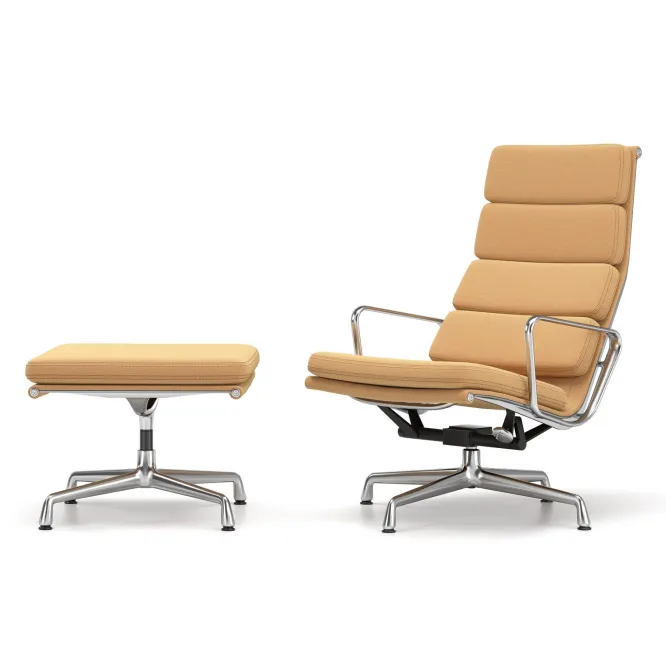 Fotel Soft Pad Chair Ea 222 Tkanina Track Cognac-Mustard - Podstawa Aluminiowa V