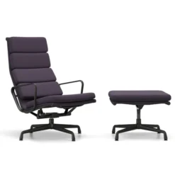Fotel Soft Pad Chair Ea 222 Tkanina Track Ink Blue - Podstawa Czarna Vitra