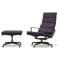 Fotel Soft Pad Chair Ea 222 Tkanina Track Ink Blue - Podstawa Czarna Vitra