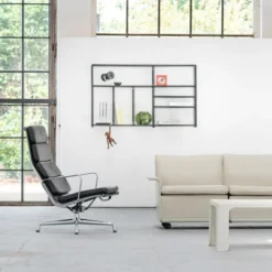 Fotel Soft Pad Chair Ea 222 Tkanina Track Mustard - Podstawa Aluminiowa Vitra
