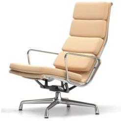 Fotel Soft Pad Chair Ea 222 Tkanina Track Mustard - Podstawa Aluminiowa Vitra