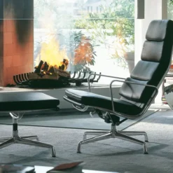 Fotel Soft Pad Chair Ea 222 Tkanina Track Brick-Red - Podstawa Czarna Vitra