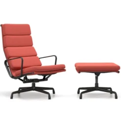 Fotel Soft Pad Chair Ea 222 Tkanina Track Brick-Red - Podstawa Czarna Vitra