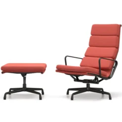 Fotel Soft Pad Chair Ea 222 Tkanina Track Brick-Red - Podstawa Czarna Vitra