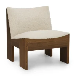 Fotel Tenon Beżowy Z Ciemną Dębową Podstawą New Works