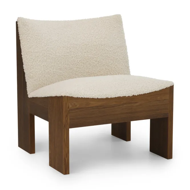 Fotel Tenon Beżowy Z Ciemną Dębową Podstawą New Works