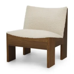 Fotel Tenon Beżowy Z Ciemną Dębową Podstawą New Works