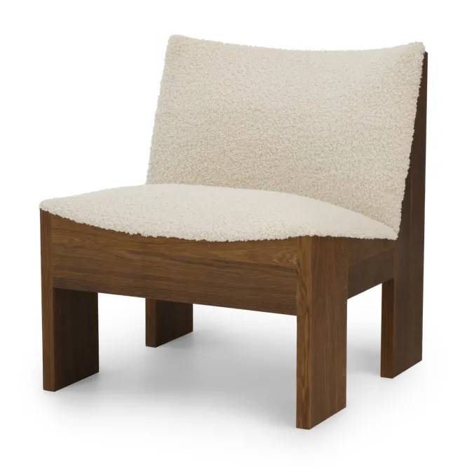 Fotel Tenon Beżowy Z Ciemną Dębową Podstawą New Works