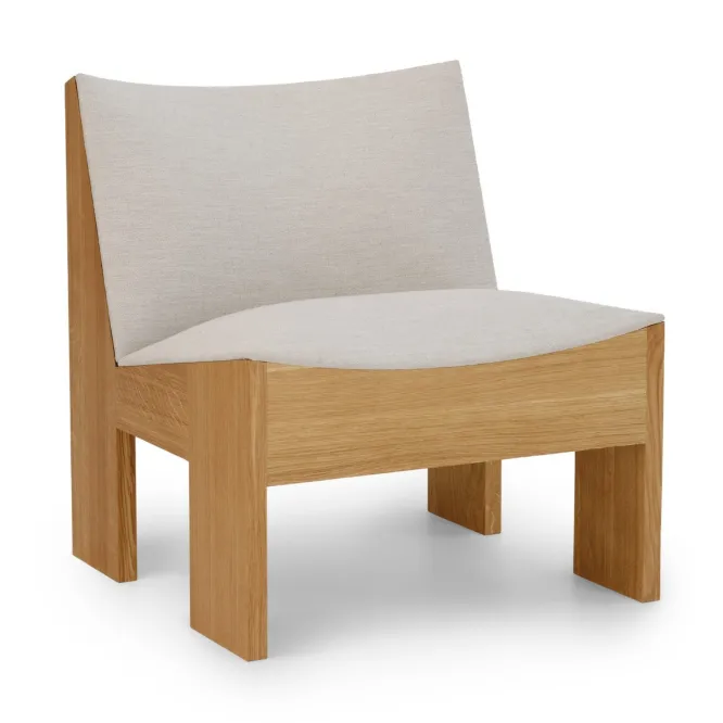 Fotel Tenon Beżowy Z Dębową Podstawą New Works