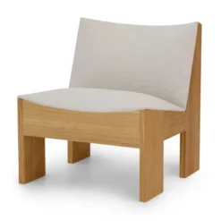 Fotel Tenon Beżowy Z Dębową Podstawą New Works
