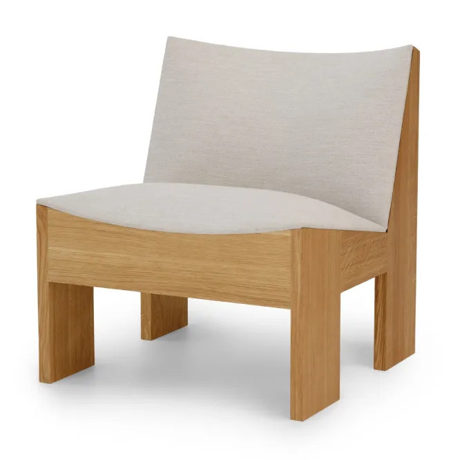 Fotel Tenon Beżowy Z Dębową Podstawą New Works