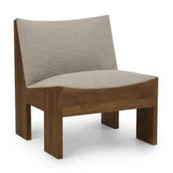 Fotel Tenon Szary Z Ciemną Dębową Podstawą New Works