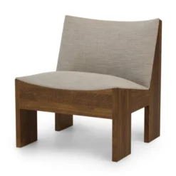 Fotel Tenon Szary Z Ciemną Dębową Podstawą New Works