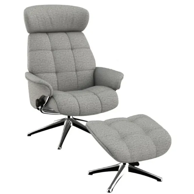 Fotel Wypoczynkowy Skagen Z Podnóżkiem Light Grey 1461 Flexlux