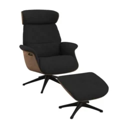 Fotel Wypoczynkowy Volden Anthracite Grey Z Podnóżkiem