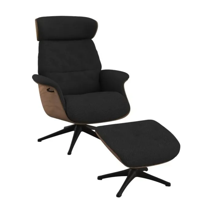 Fotel Wypoczynkowy Volden Anthracite Grey Z Podnóżkiem