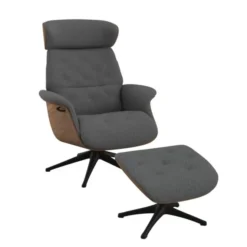 Fotel Wypoczynkowy Volden Soft Grey Z Podnóżkiem