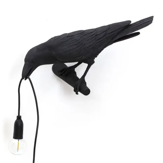 Kinkiet Bird Looking Czarny Seletti
