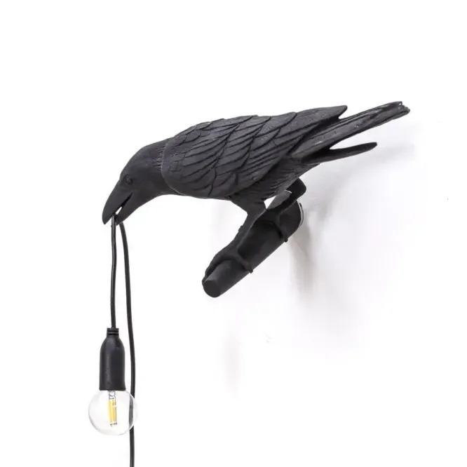 Kinkiet Bird Looking Czarny Seletti