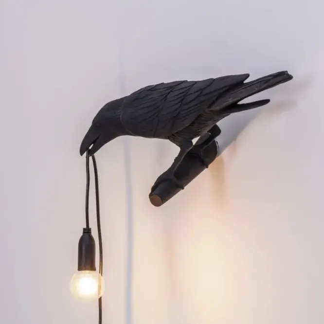 Kinkiet Bird Looking Czarny Seletti