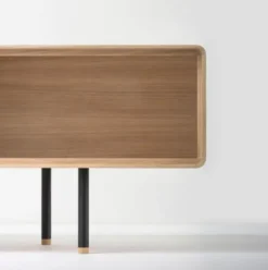 Komoda Dębowa Fina Niska 160X45X48 Cm Czarna Gazzda