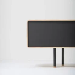 Komoda Dębowa Fina Niska 200X45X48 Cm Czarna Gazzda