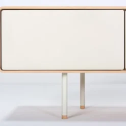 Komoda Dębowa Fina Niska 200X45X48 Cm Jasnoszara Gazzda